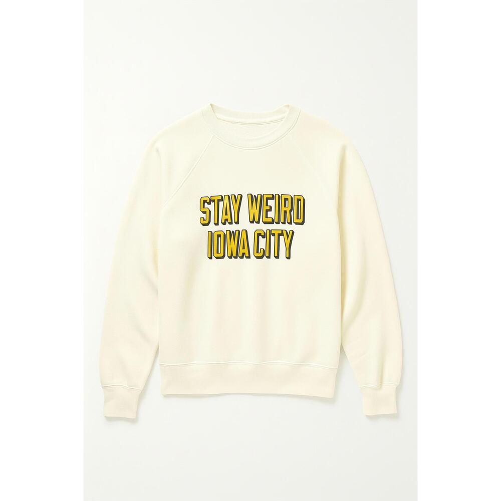 NEW THE ORIGINAL RETRO BRAND unisex stay weird iowa city full length sweatshirt